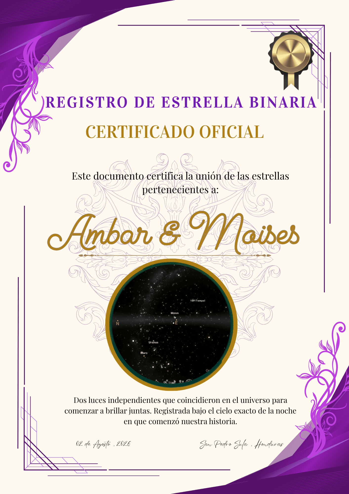Certificado de estrella binaria